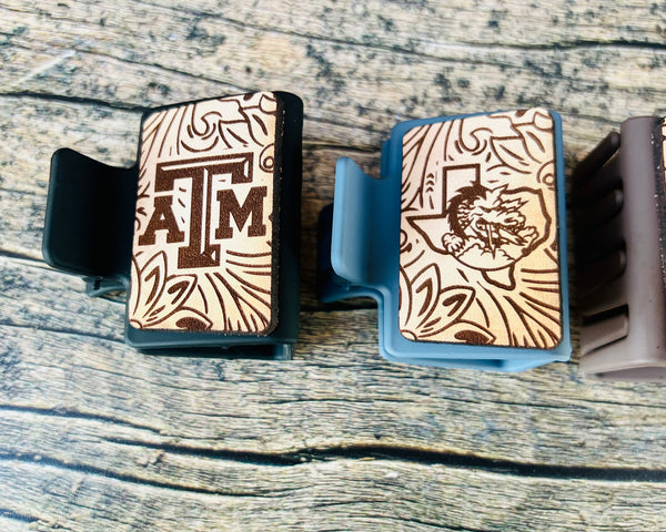 Leather Engraved Mascot Claw Clips