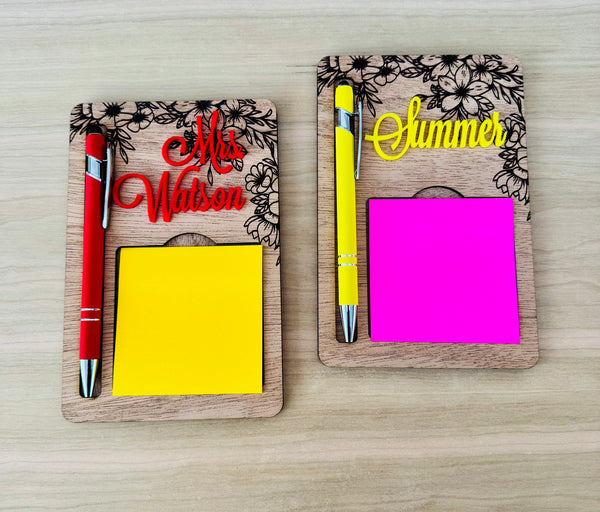 Floral Notepad holder & Pen set