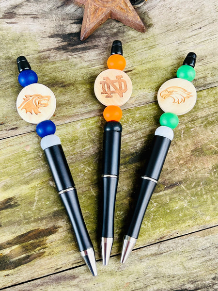 Beaded School Logo Pen