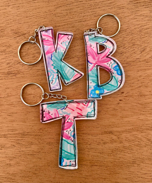 Printed Initial Keychains