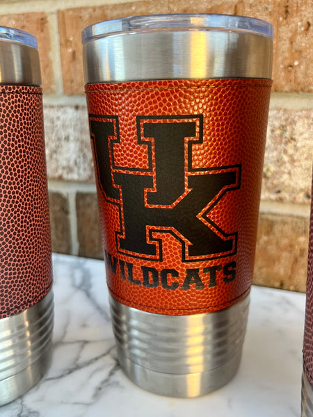 CUSTOM Logo Faux Leather Tumblers