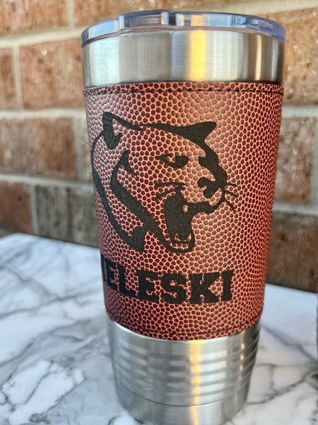 CUSTOM Logo Faux Leather Tumblers