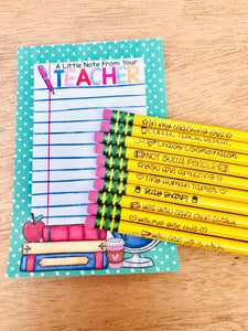 Teacher Pencil & Notepad Set