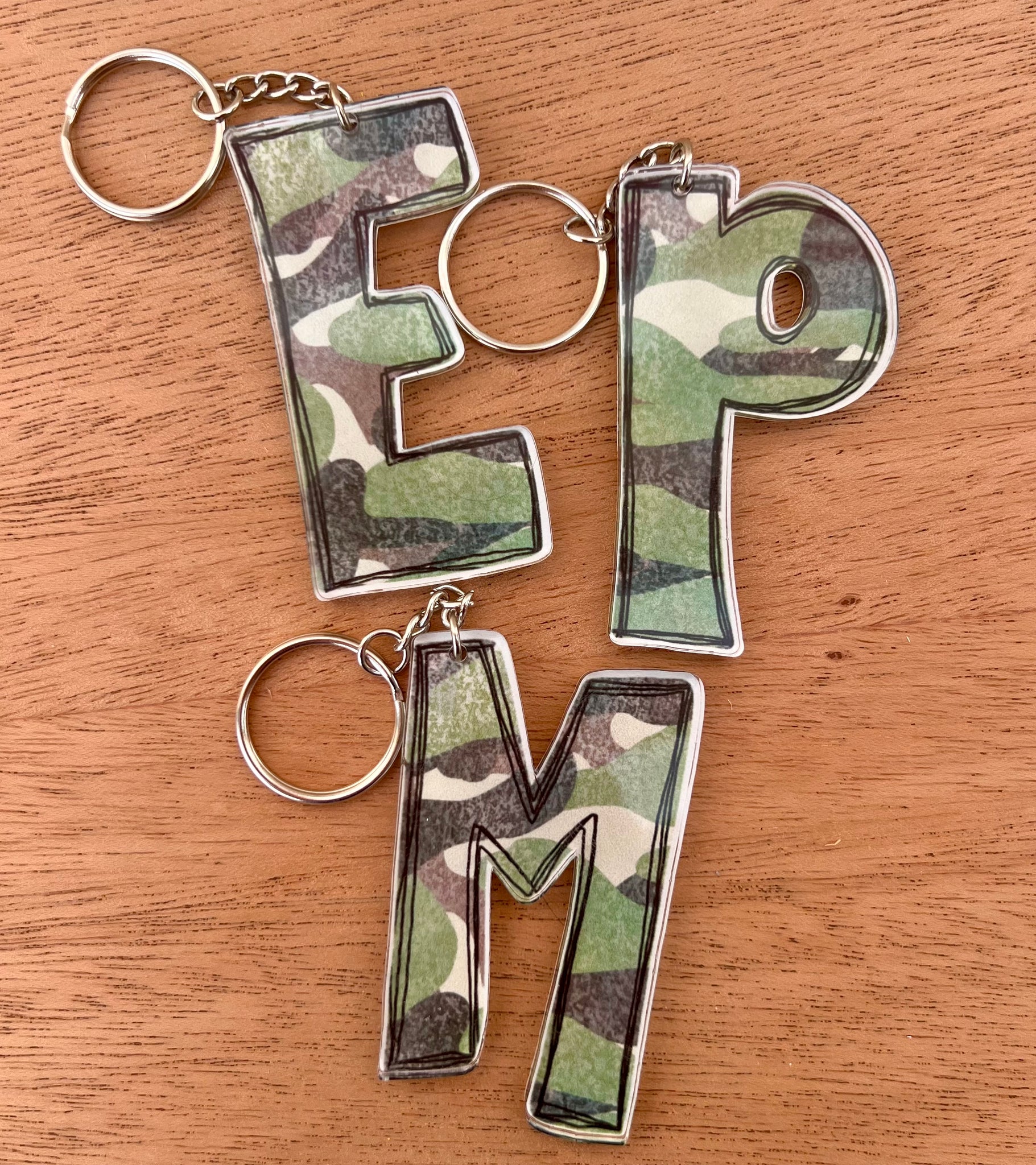 Printed Initial Keychains