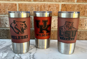 CUSTOM Logo Faux Leather Tumblers