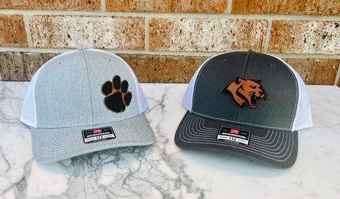 Hats with Leather cut Mascot