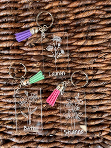 Birth Flower Keychain