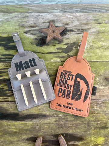 Leatherette Golf Bag Tag with Tees