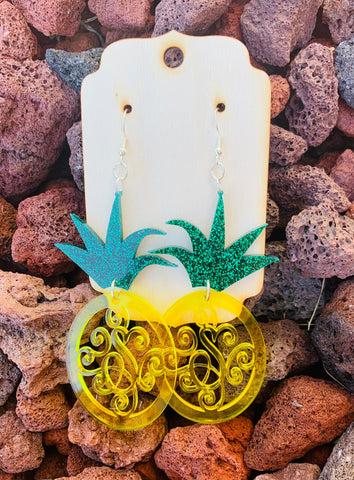 Pineapple Initial Earrings