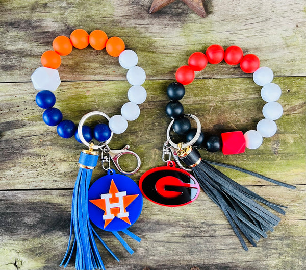 School Spirit Silicone Bead Keychain Bracelet