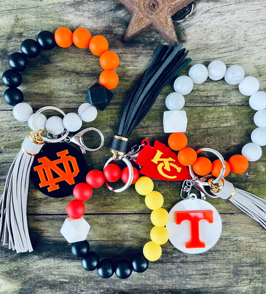 School Spirit Silicone Bead Keychain Bracelet