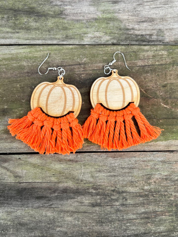 Pumpkin Macrame Earrings