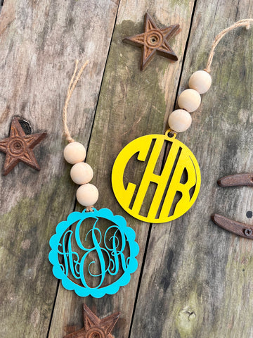 Monogrammed Car Charms
