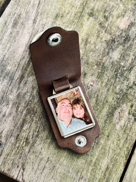 Leather Engraved Picture Keychain