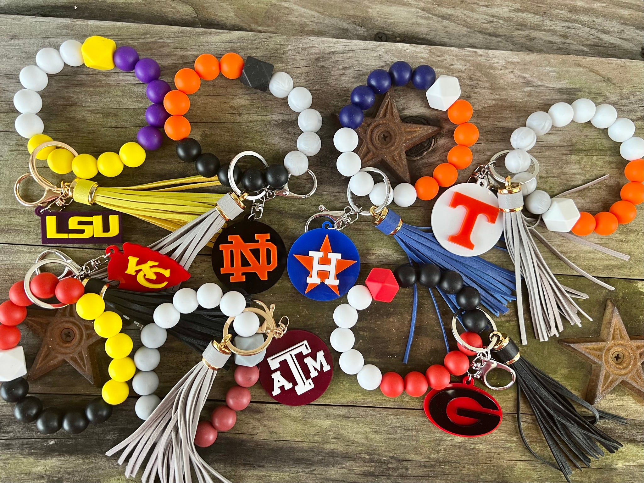 School Spirit Silicone Bead Keychain Bracelet