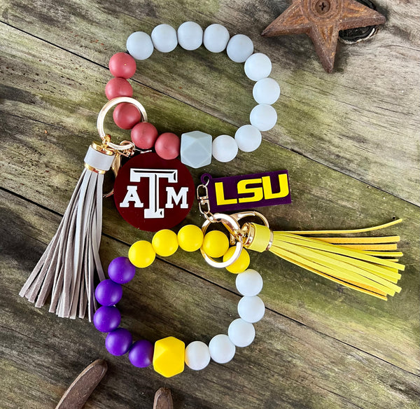 School Spirit Silicone Bead Keychain Bracelet