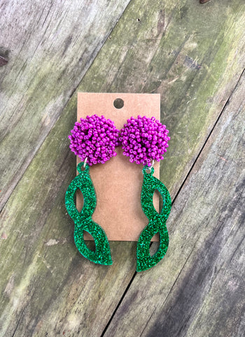 Mardi Gras Seed Bead Earrings