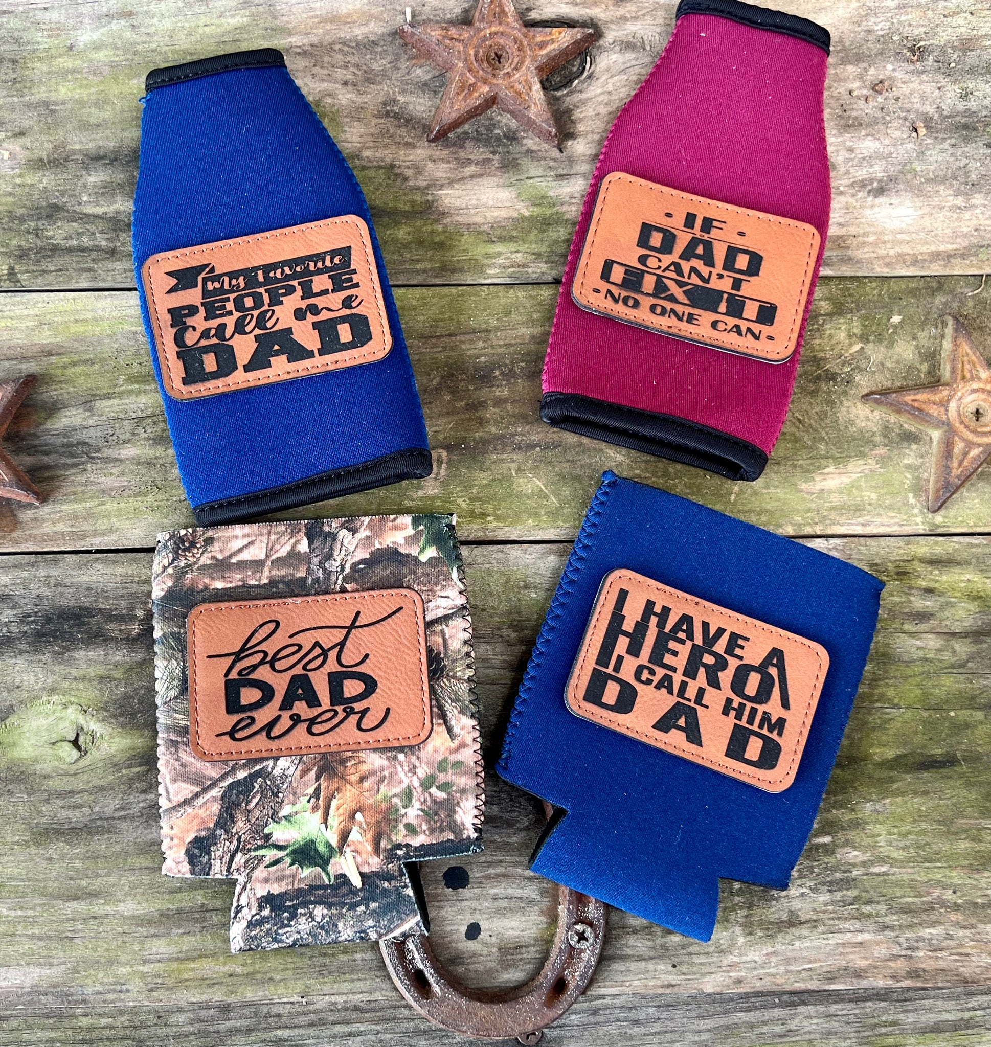 Father's Day Leather Patch Koozies